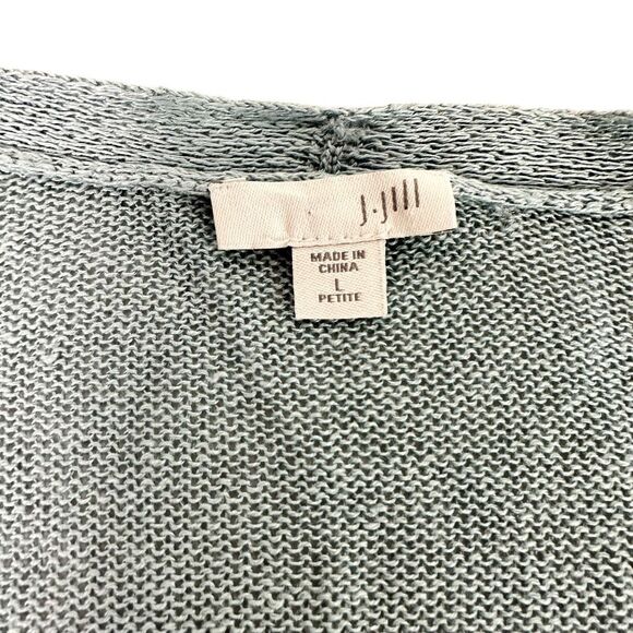 J. Jill Large Petite Blue Longline Linen Cardigan Sweater - Picture 3 of 7